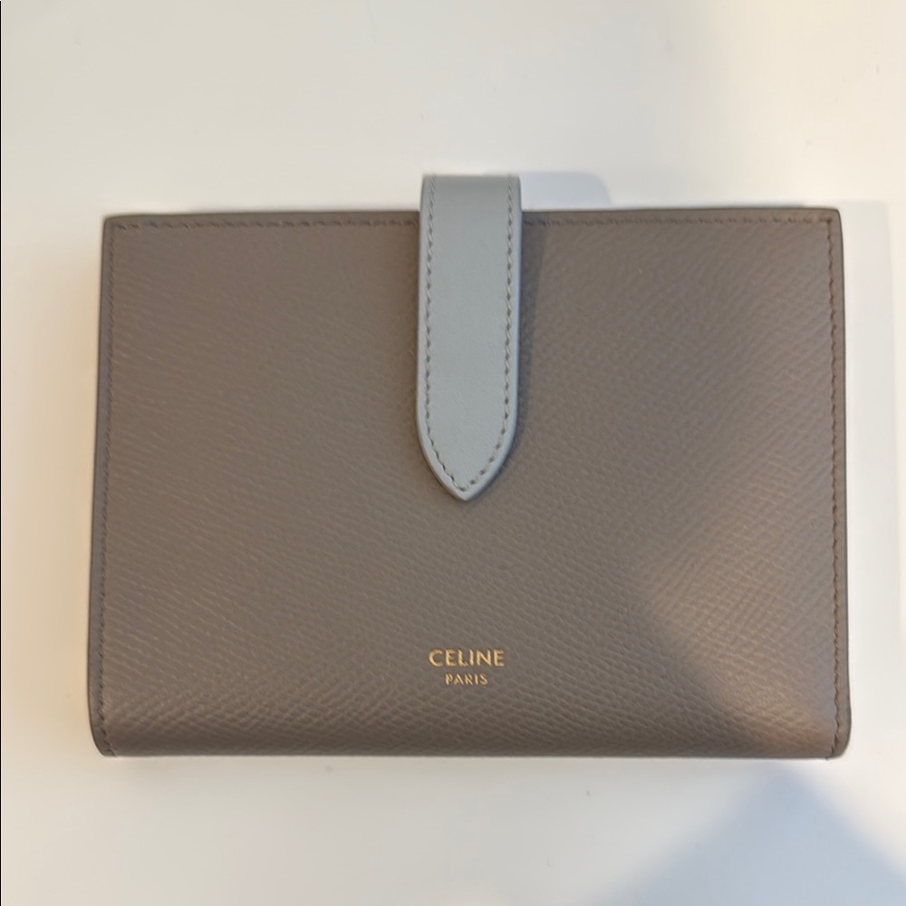 Celine Taupe and Light Gray Leather Wallet
